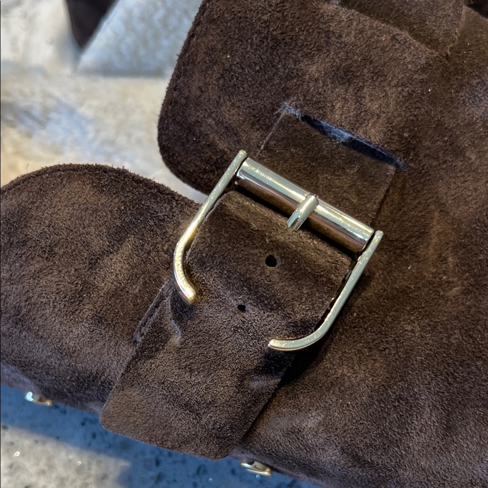 SOLD VERONICA BEARD  Fern Brown Suede & Shearling Clogs - Size 8 - Picture 3 of 11
